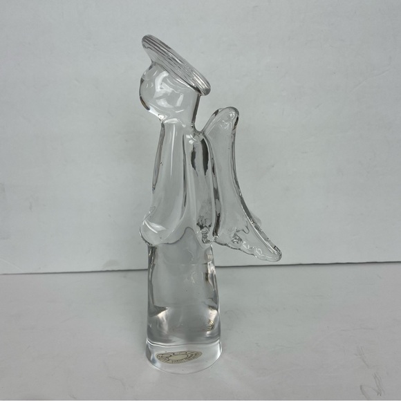 Toscany Lead Crystal Glass Winged Halo Angel 9.5” Tall Statue - Picture 3 of 4